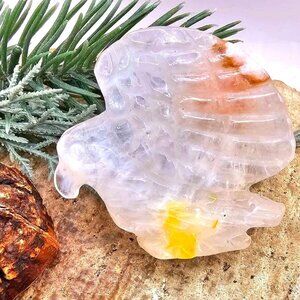 Nature Golden Healer Quartz Carved Flying Eagle Decor Figure